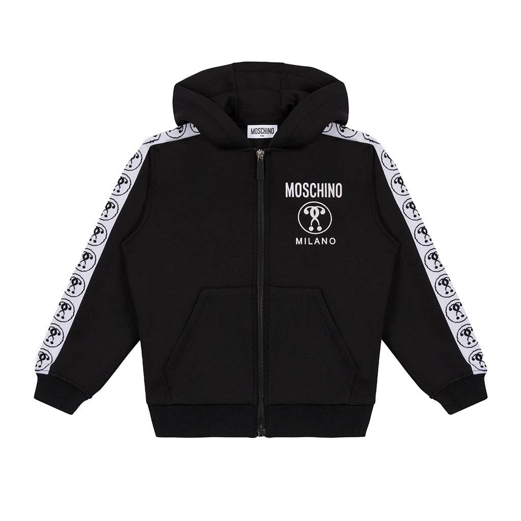 moschino-Black Logo Zip-Up Hoodie-huf06d-lda40-601000