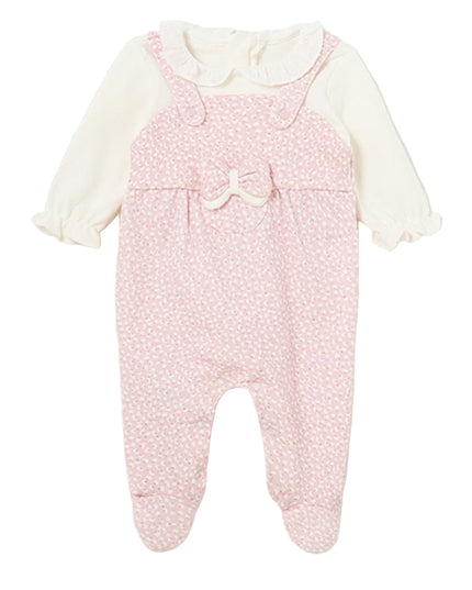 Pink Ruffle Bow Overall Babygrow