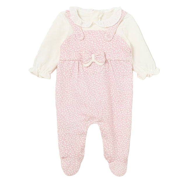 Pink Ruffle Bow Overall Babygrow