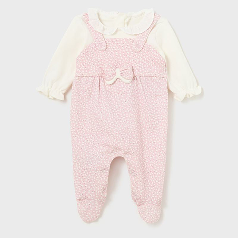 Pink Ruffle Bow Overall Babysuit