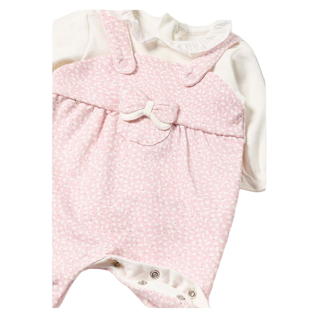 Pink Ruffle Bow Overall Babygrow