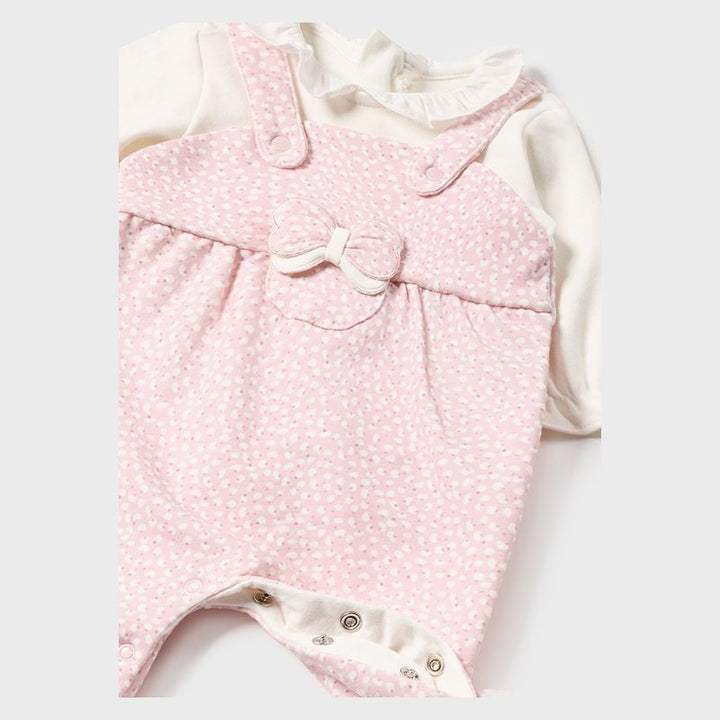 Pink Ruffle Bow Overall Babysuit