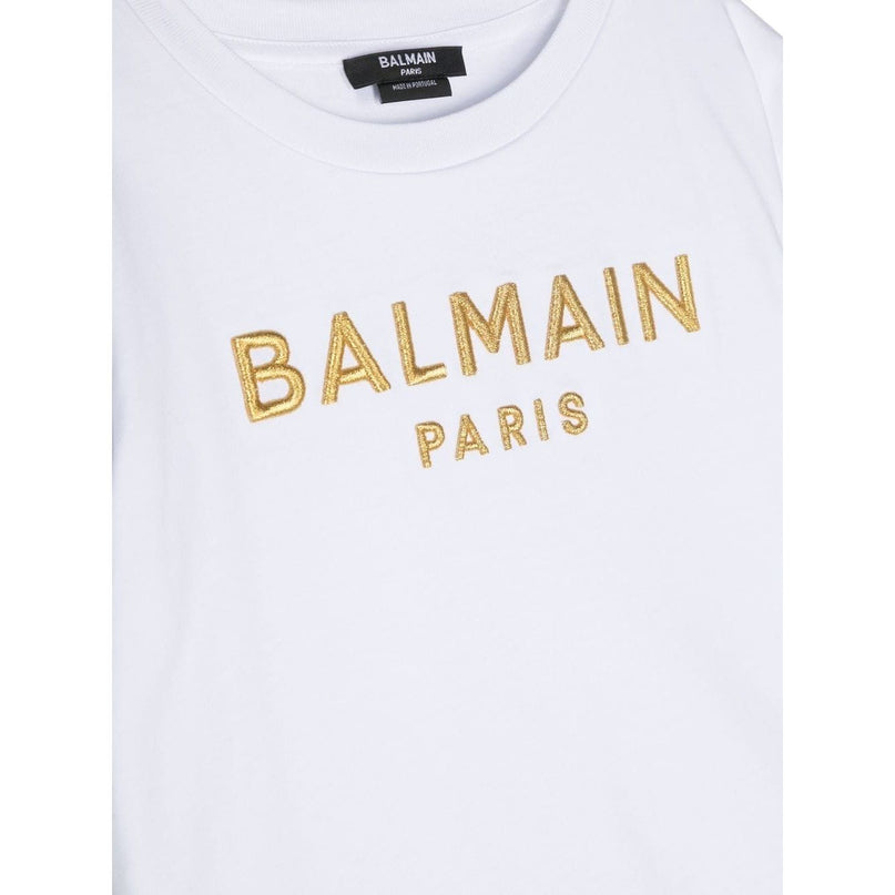 balmain-White Logo T-Shirt-bs8b31-z0082-100or