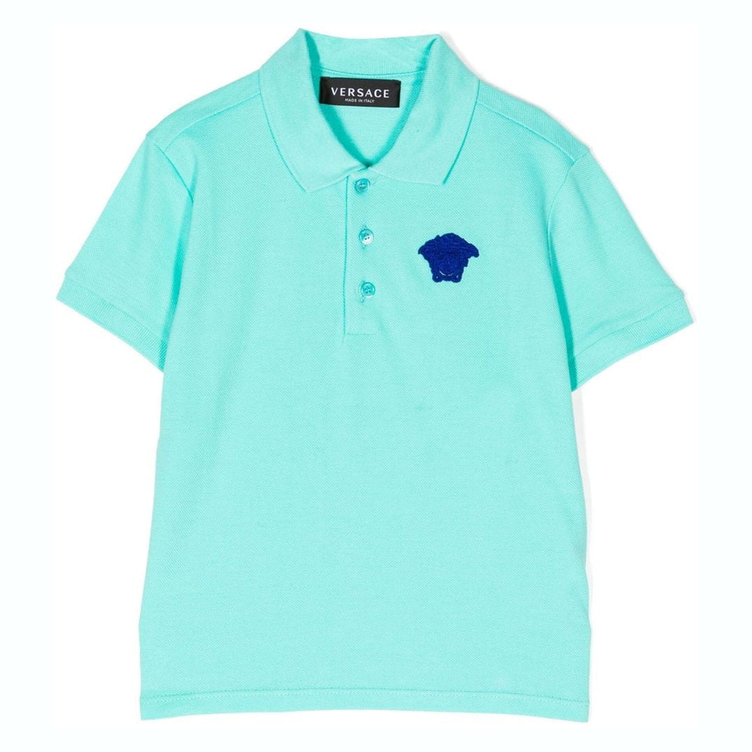 versace-1000126-1a01326-2gc60-Sky Blue Logo Polo
