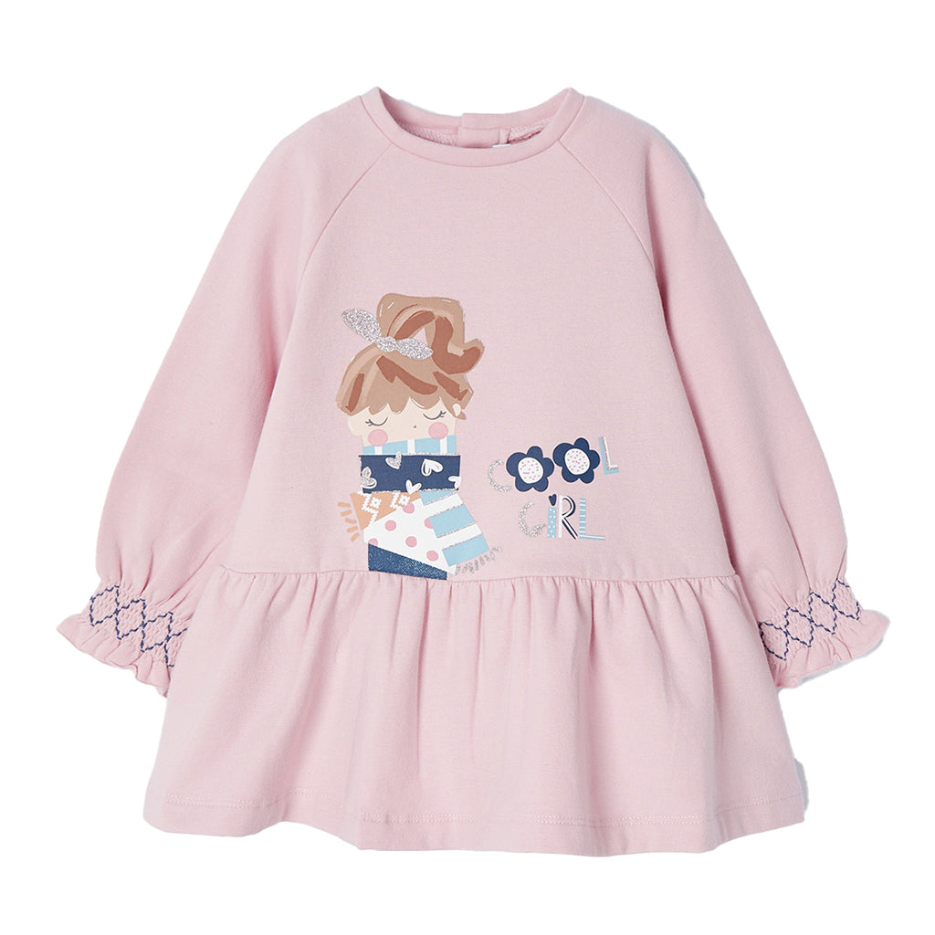 Pink Cool Girl Graphic Fleece Dress