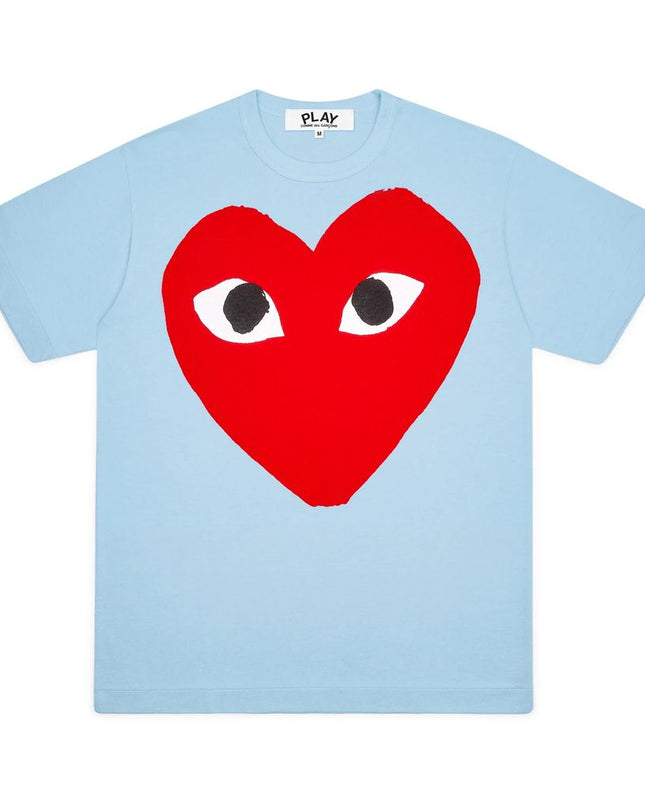 comme-des-garcon-Blue & Red Heart T-Shirt-az-t273-051-1