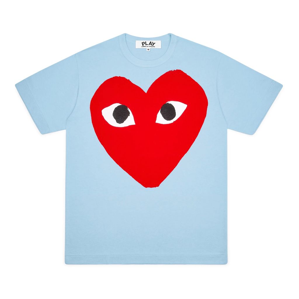 comme-des-garcon-Blue & Red Heart T-Shirt-az-t273-051-1