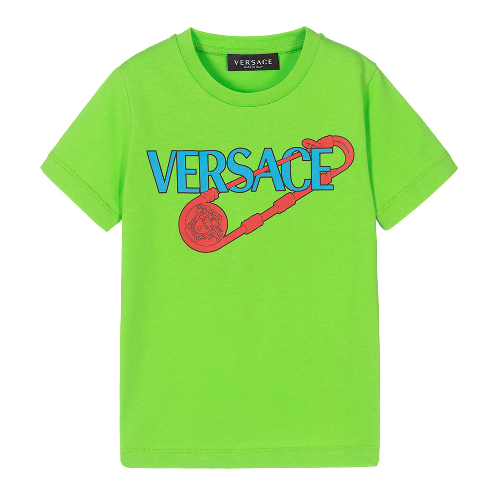 versace-Green Safety Pins T-Shirt-1000239-1a04770-2g840
