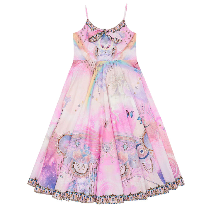 camilla-Pink Tie Front Maxi Dress-00019654