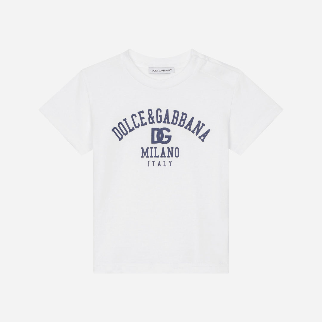 dg-l1jtev-g7g3v-s9000-White Cotton Milano Logo Baby T-Shirt