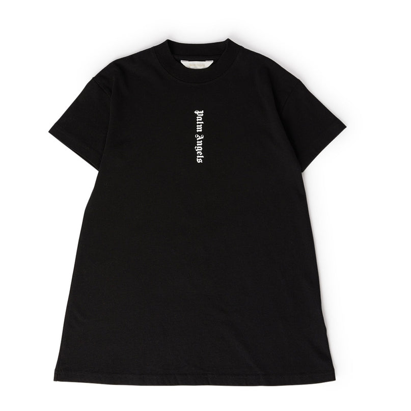 palm-angels-pgdb002c99jer0011001-Black Logo Print T-Shirt Dress
