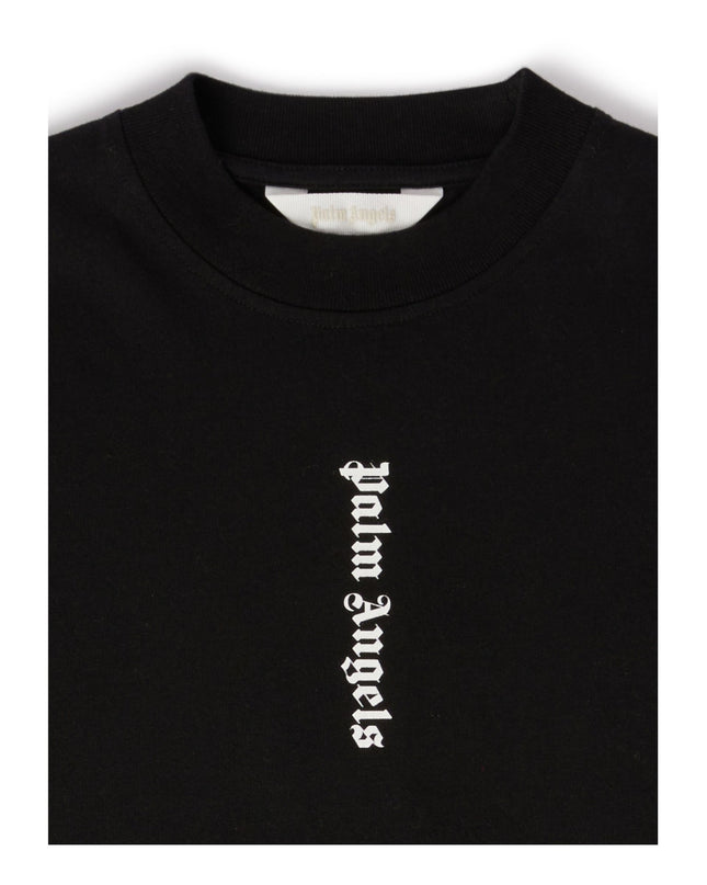 palm-angels-pgdb002c99jer0011001-Black Logo Print T-Shirt Dress