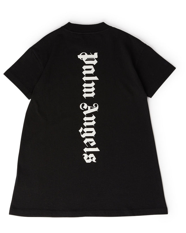 palm-angels-pgdb002c99jer0011001-Black Logo Print T-Shirt Dress
