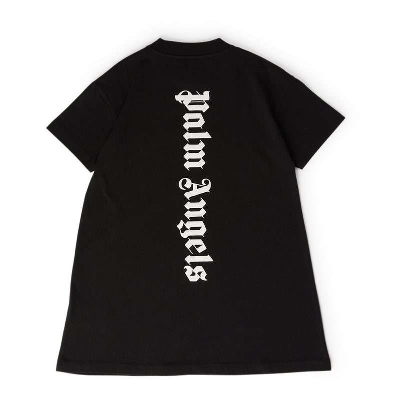 palm-angels-pgdb002c99jer0011001-Black Logo Print T-Shirt Dress