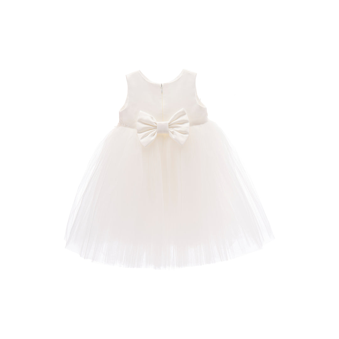 White Esterlee Sleeveless Floral Tulle Dress