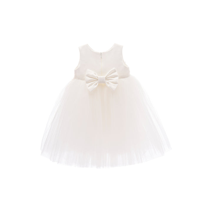 White Esterlee Sleeveless Floral Tulle Dress