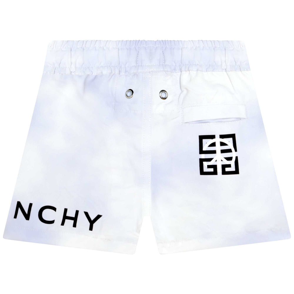 givenchy-h00061-n28-bb-White Logo Swim Shorts