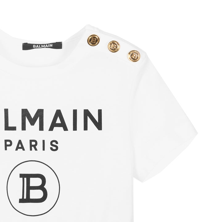 balmain-Black & White Logo Print Dress-6r1b01-z0738-100ne