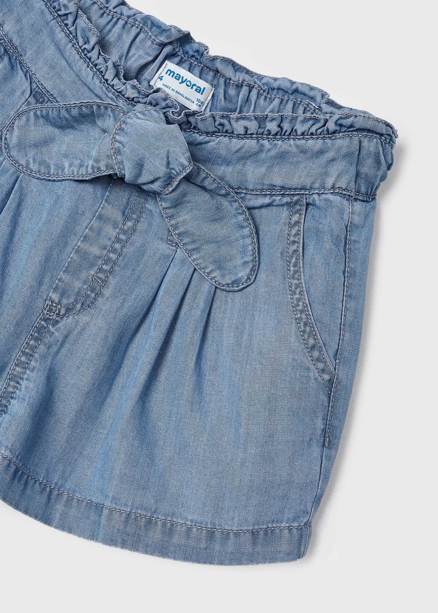 Blue Denim Bow Shorts kids atelier