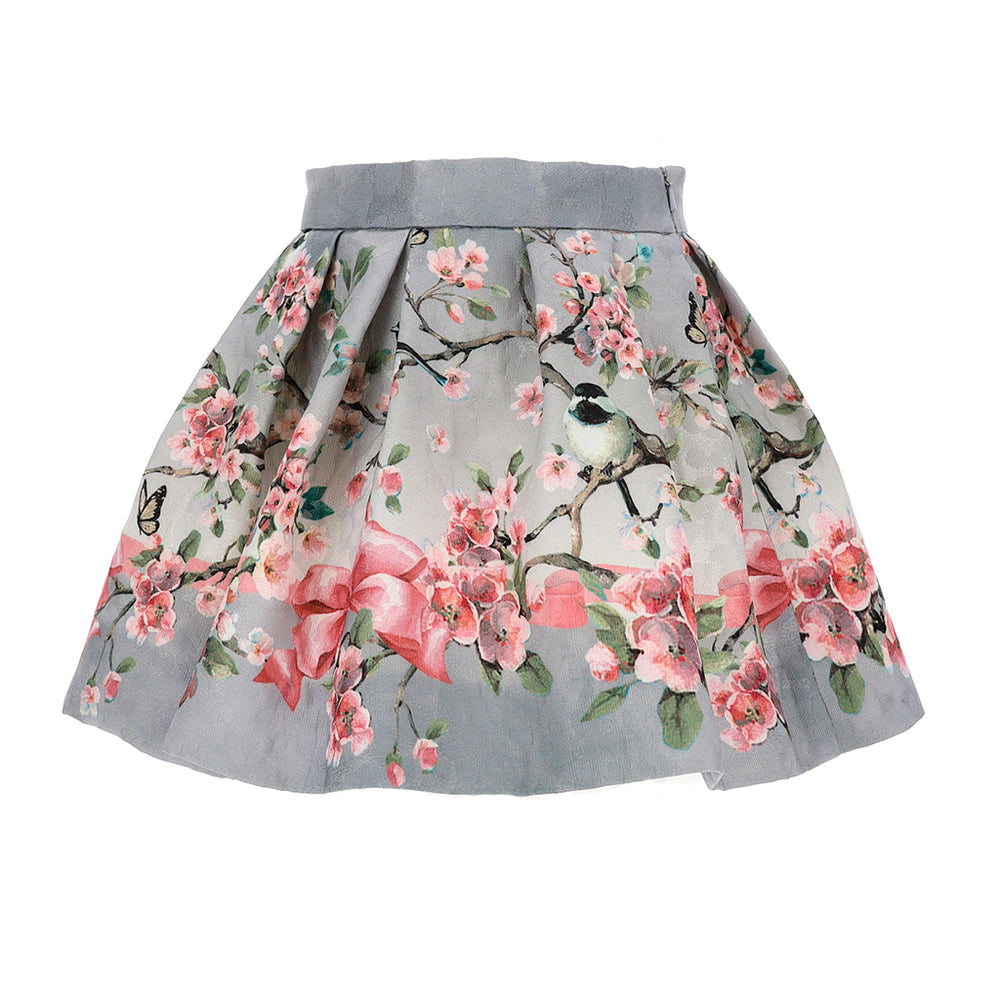 monnalisa-Gray Floral Skirt-118701-8656-0032