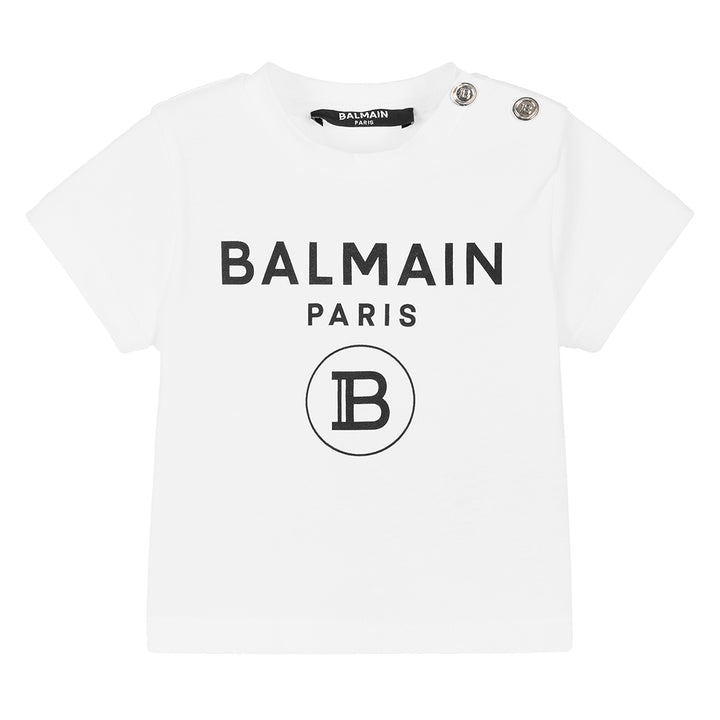 balmain-White Logo T-Shirt-6r8551-z0738-100ne