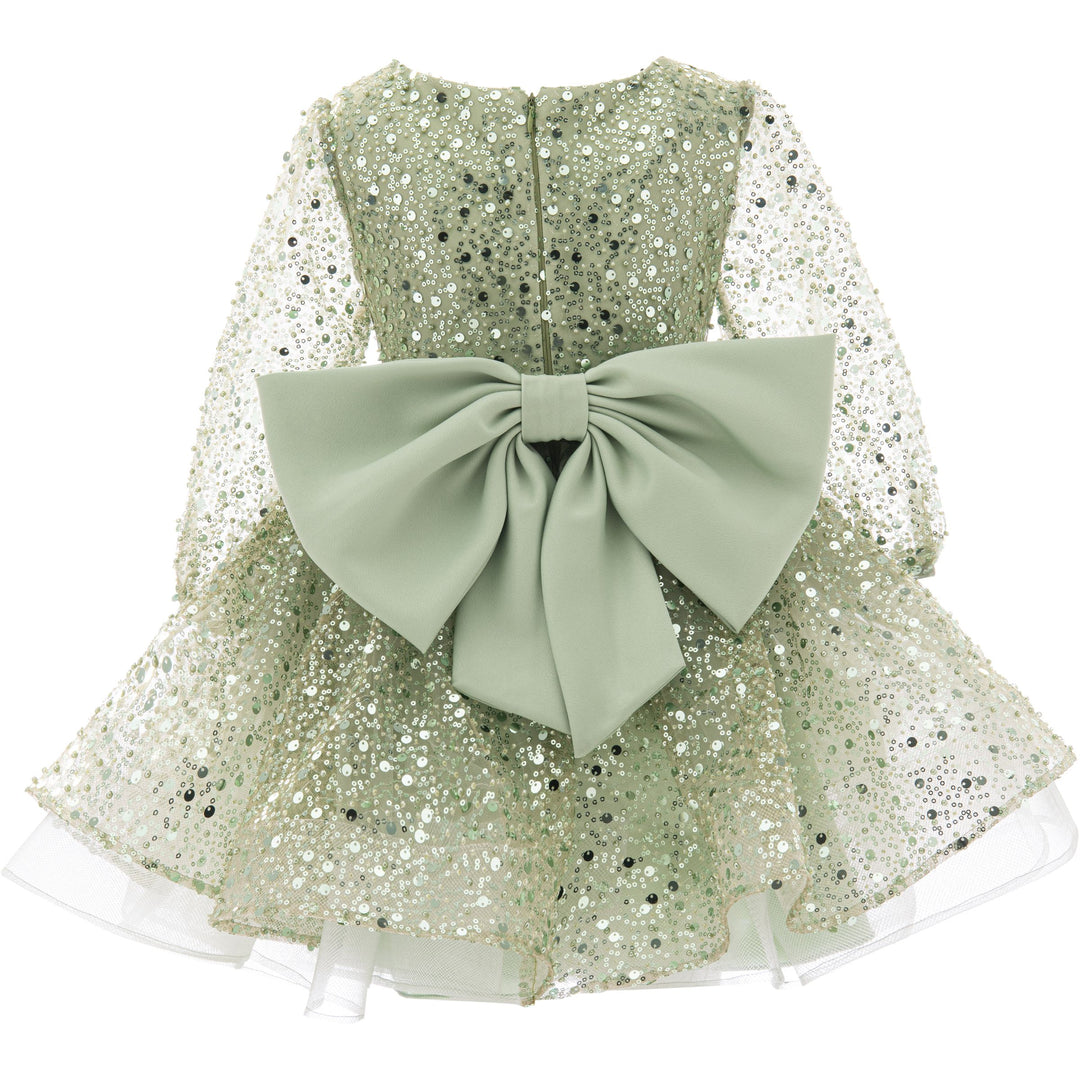 Green Pradera Glimmer Tulle Bow Dress