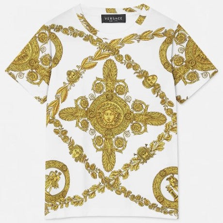 versace-White Maschera Baroque T-Shirt-1000129-1a07291-5w050