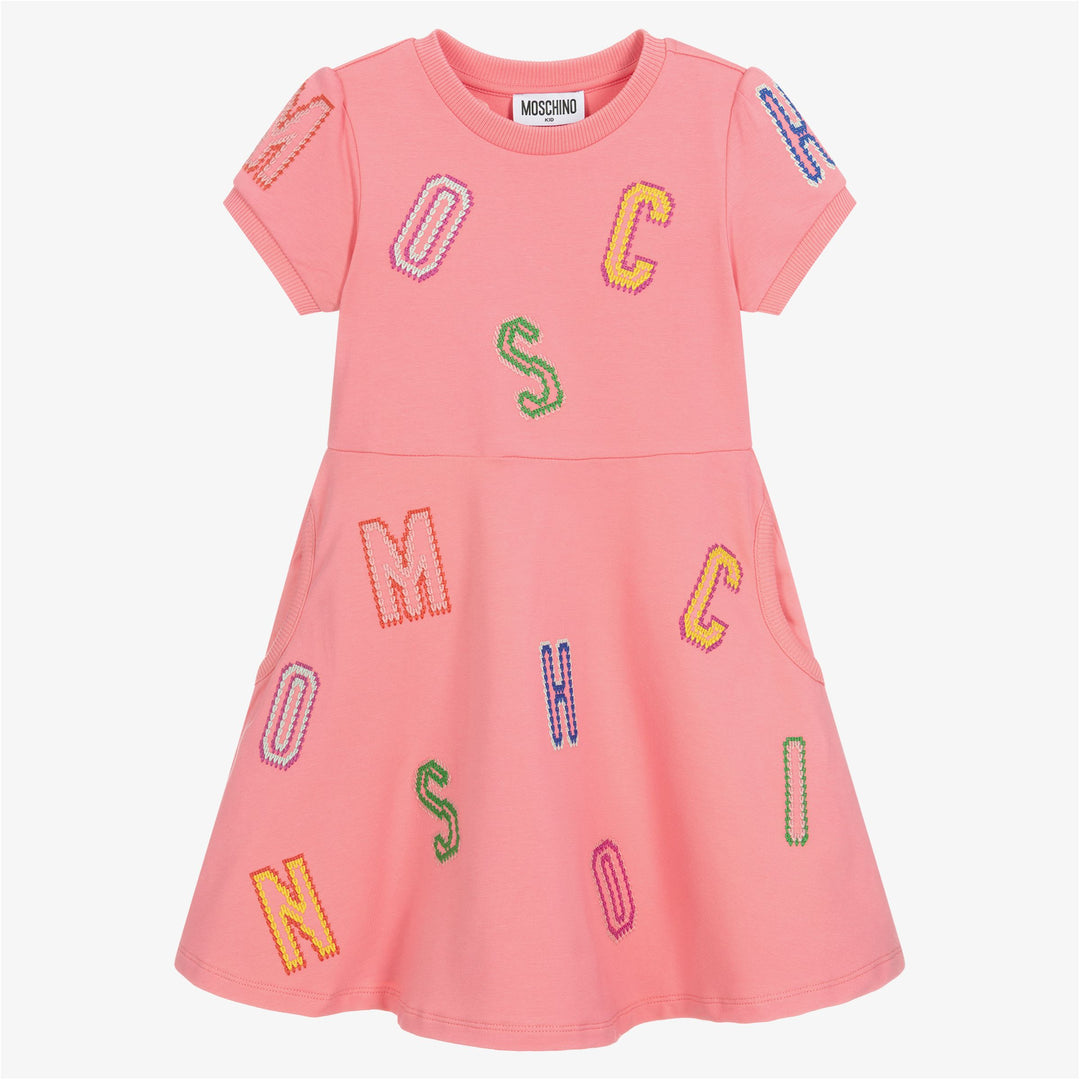 moschino-Pink Lettering Fleece Dress-hdv0d9-lda00-51047