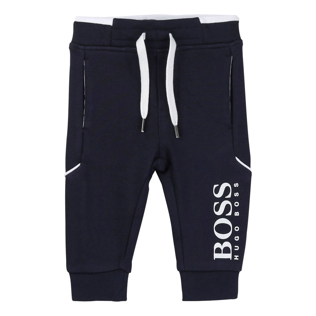 boss-Navy & White Logo Sweatpants-j04m63-849