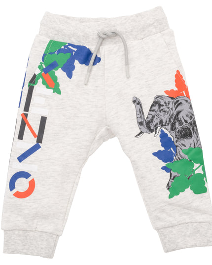 kenzo-Gray Elephant Logo Joggers-k04191-a11