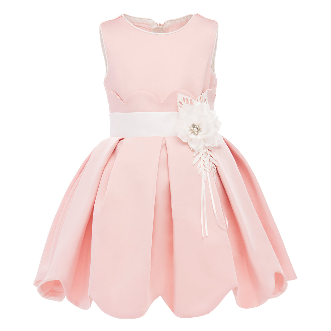 Pink Palomino Scallop Hem Dress & Cardigan