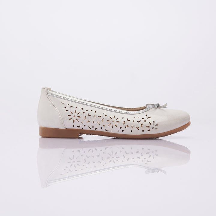 White Floral Perforated Flats