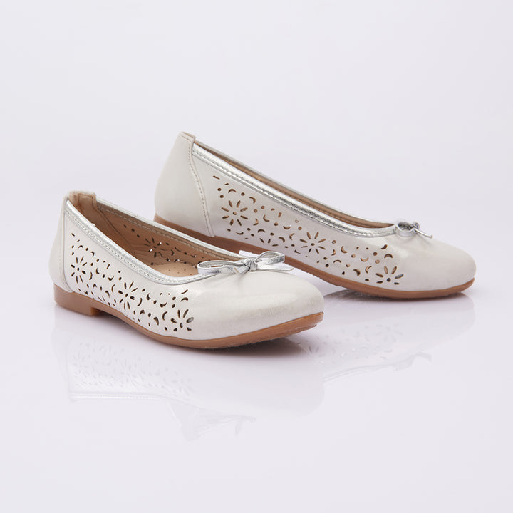 White Floral Perforated Flats