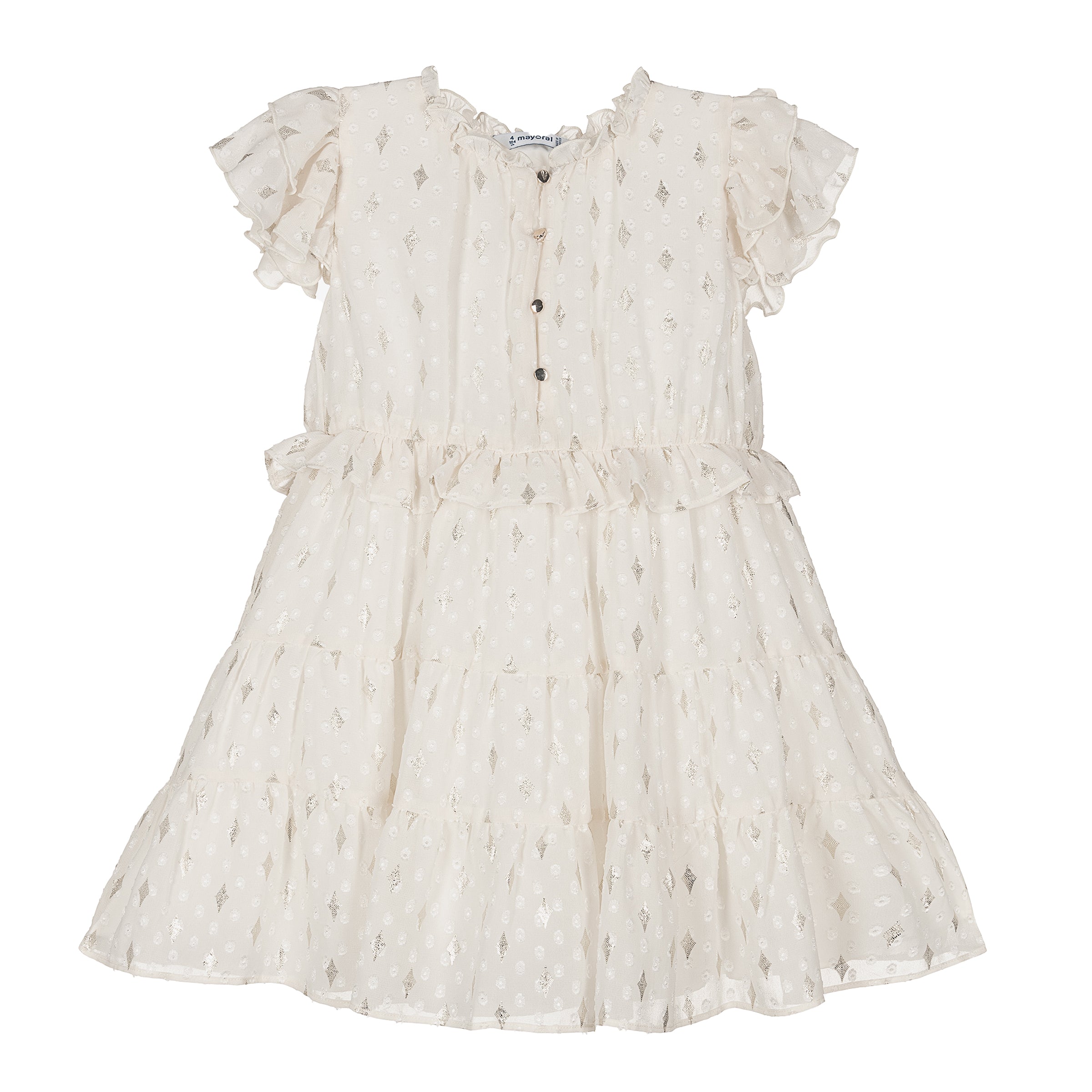Off White Diamond Print Ruffle Dress kids atelier