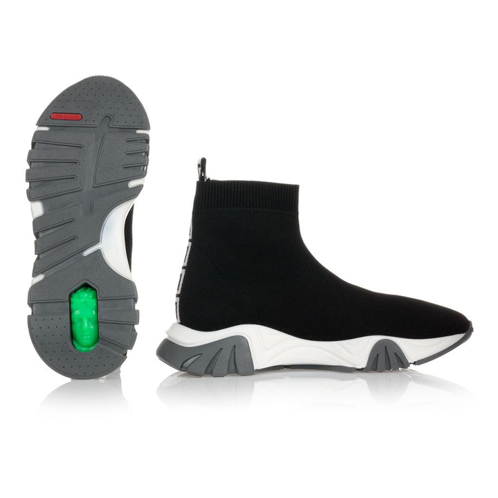versace-Black & White High Top Sneakers-1000315-1a00220-2b020