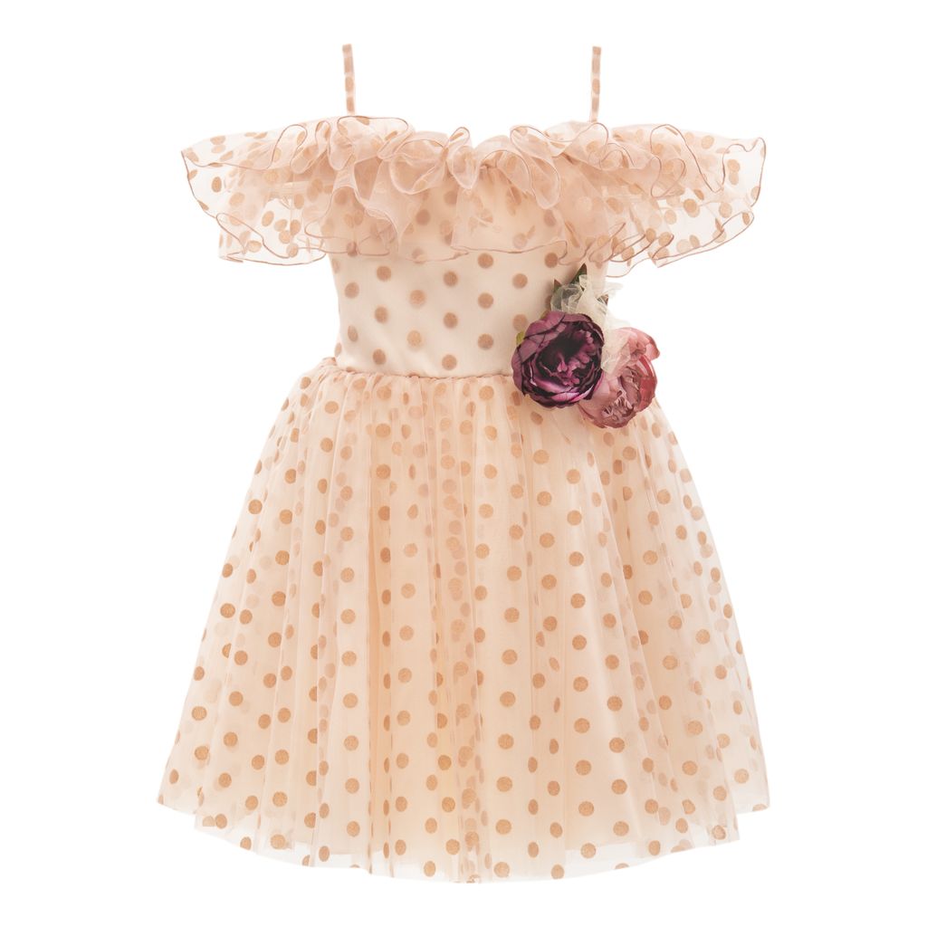 tulleen-Pink Chiffon Polka Dot Dress-2792