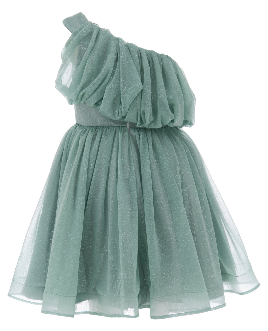 Green Izorah Off Shoulder Glitter Dress