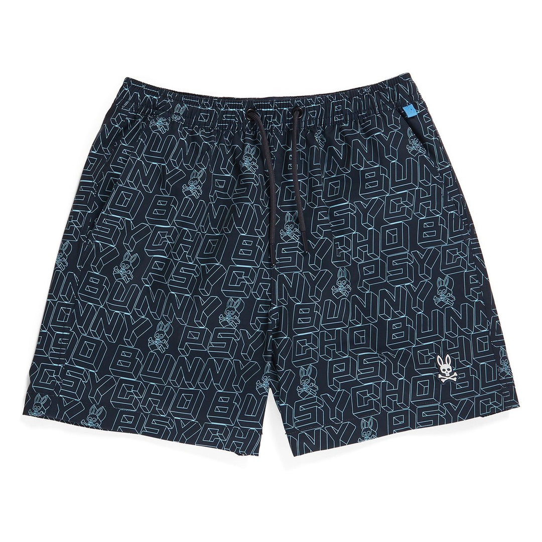 Psycho Bunny-B0W206Y1PO-KIDS DAYTON LONG ALL OVER PRINT SWIM TRUNK-410 NAVY