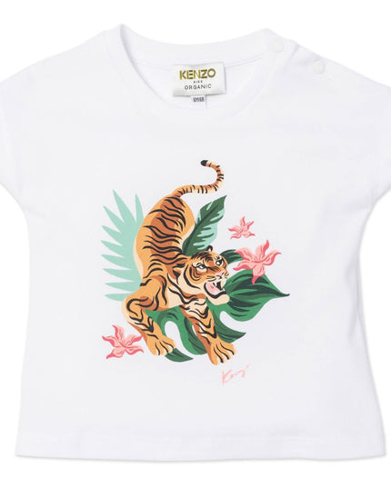 kenzo-White Tiger Print T-Shirt-k05042-103