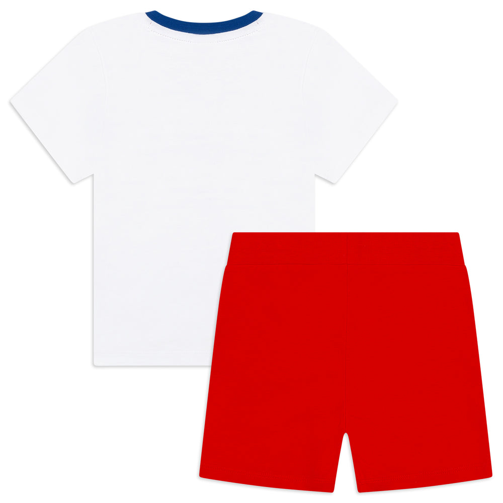boss-White & Red Logo Shorts Set-j08058-992