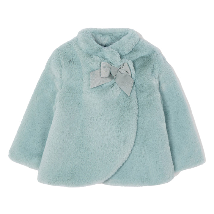 Green Mint Faux Fur Bow Coat