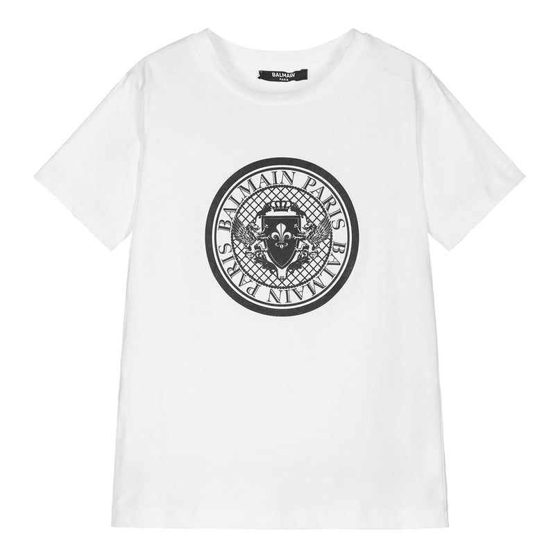 balmain-White Logo T-Shirt-6r8q51-z0057-100ne