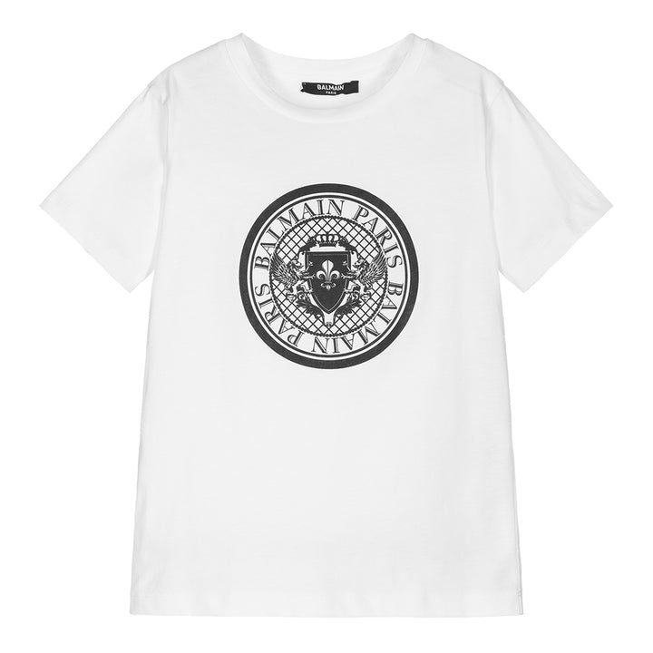 balmain-White Logo T-Shirt-6r8q51-z0057-100ne