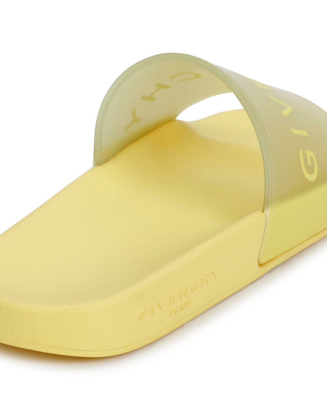 givenchy-h19071-571-kg-Yellow Logo Rubber Slides