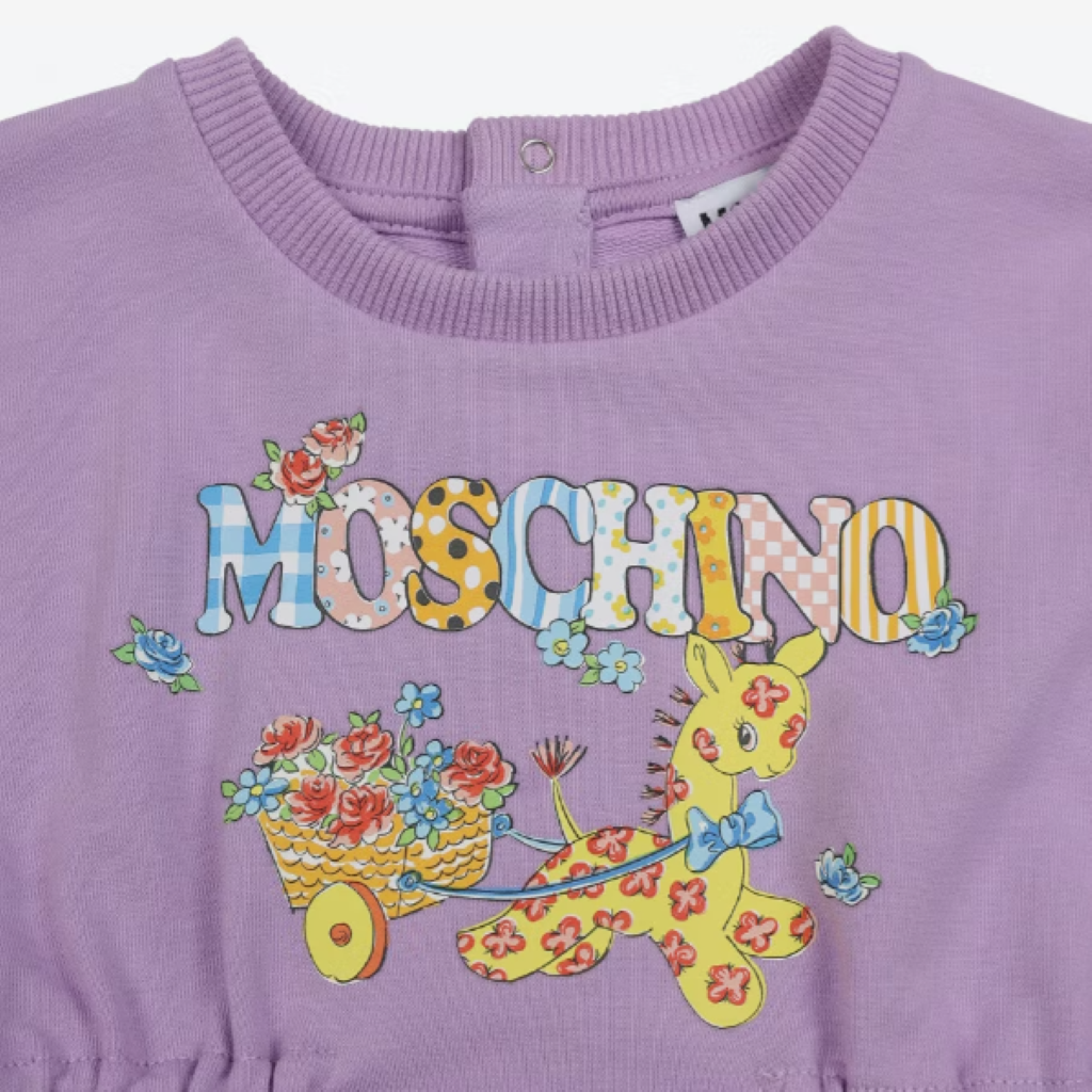 moschino-Purple Logo Print Dress-mdv09r-lda00-50358