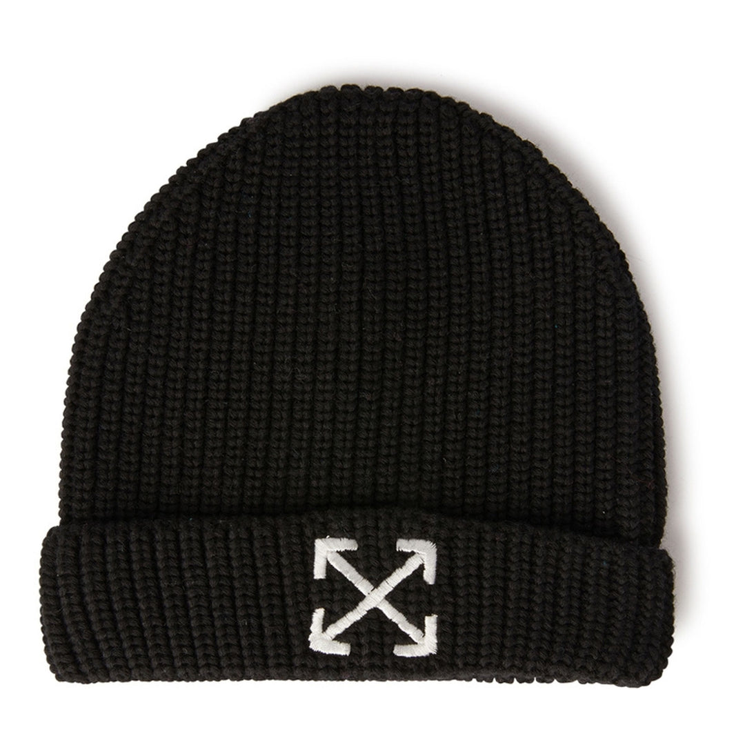 off-white-oblc001s23kni0011001-Black Arrow-Motif Embroidered Beanie