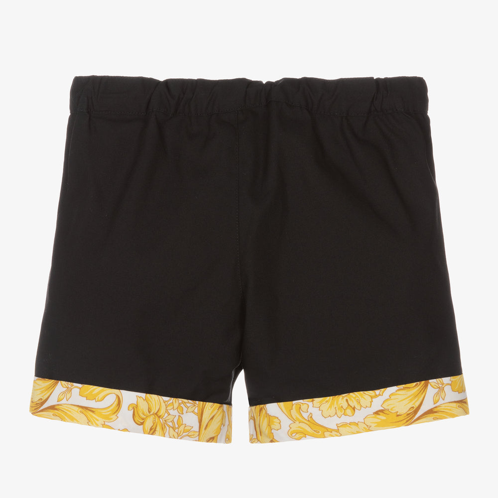 versace-1003040-1a02158-6b160-Black Barocco Shorts