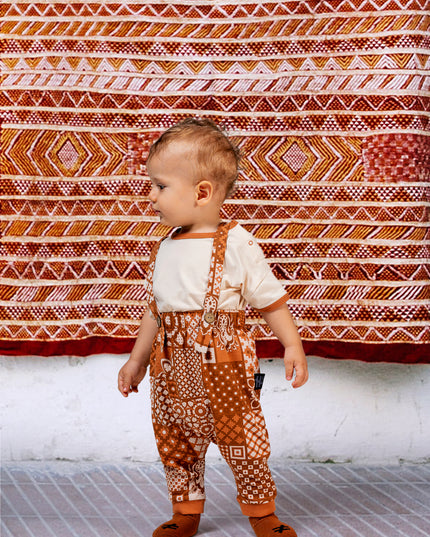 Cinnamon Mosaic Overalls Outfit