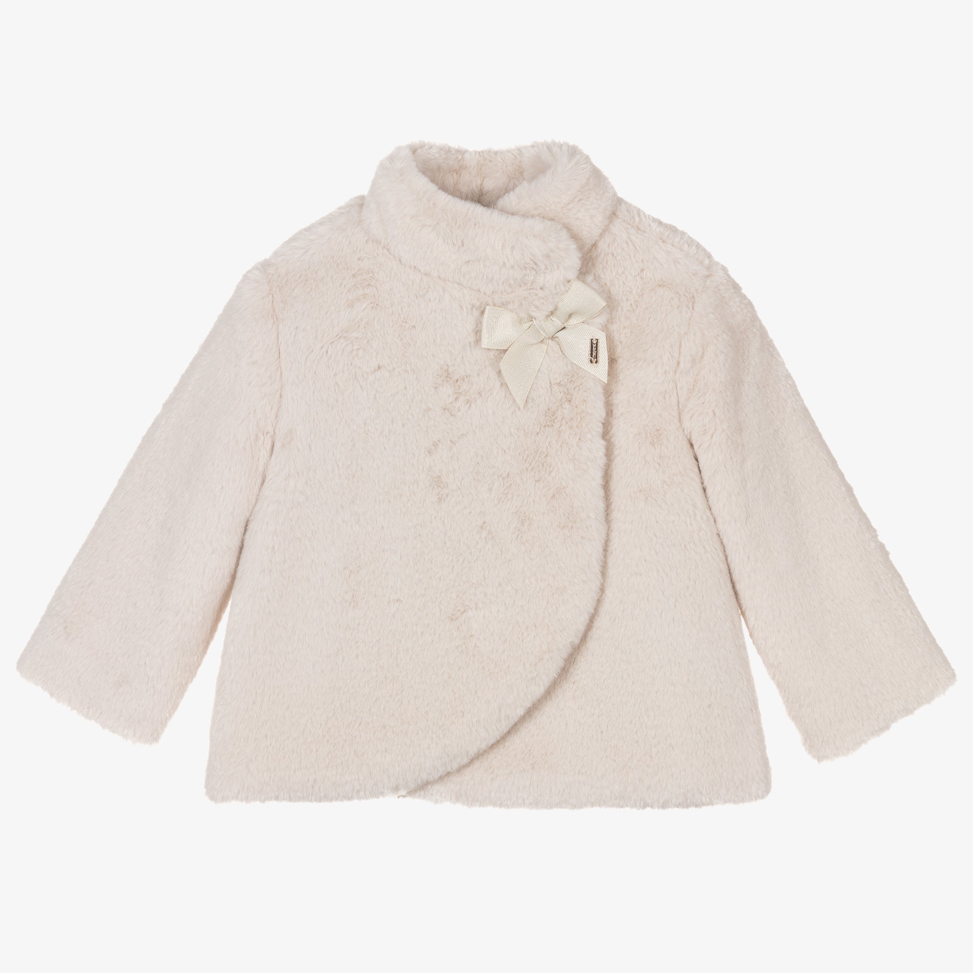 Off White Bow Faux Fur Coat kids atelier