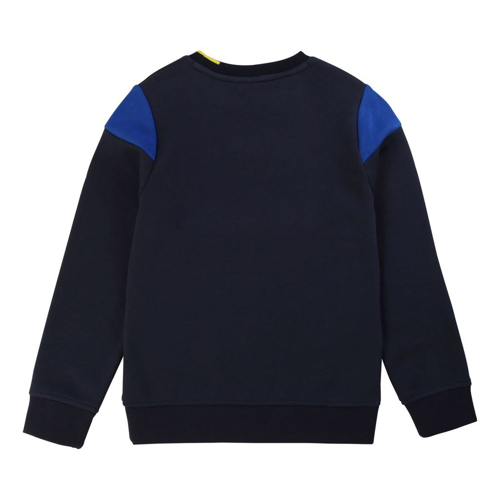 boss-Navy Blue Colorblock Sweatshirt-j25g15-849